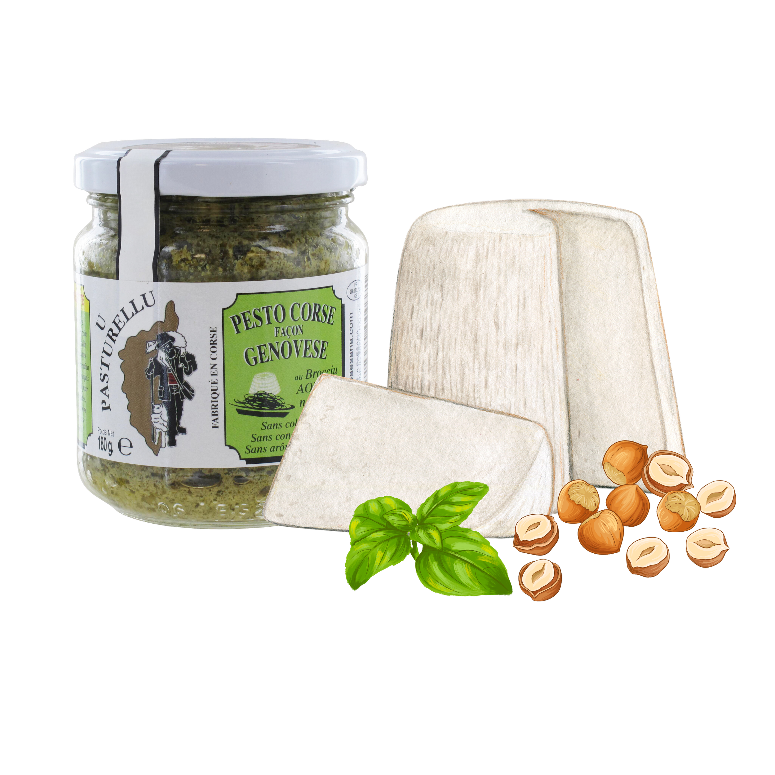 Pesto Corse façon Genovese à la brousse et aux noisettes