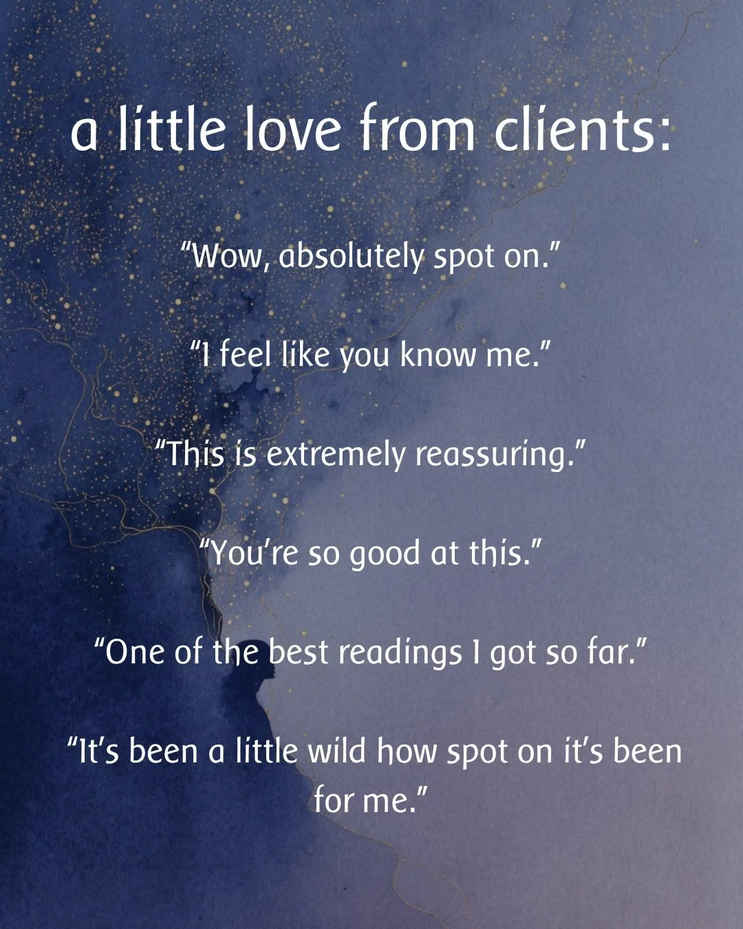 A smattering of praise from over the years. Interest piqued? Book a reading at the link in my bio!