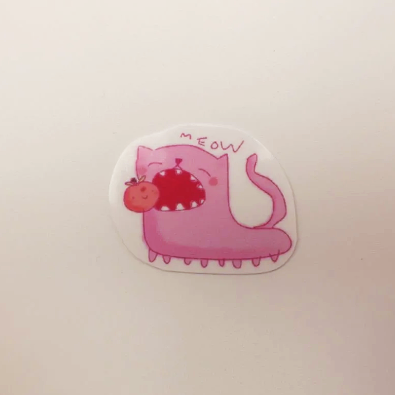 Kitty Apple Sticker
