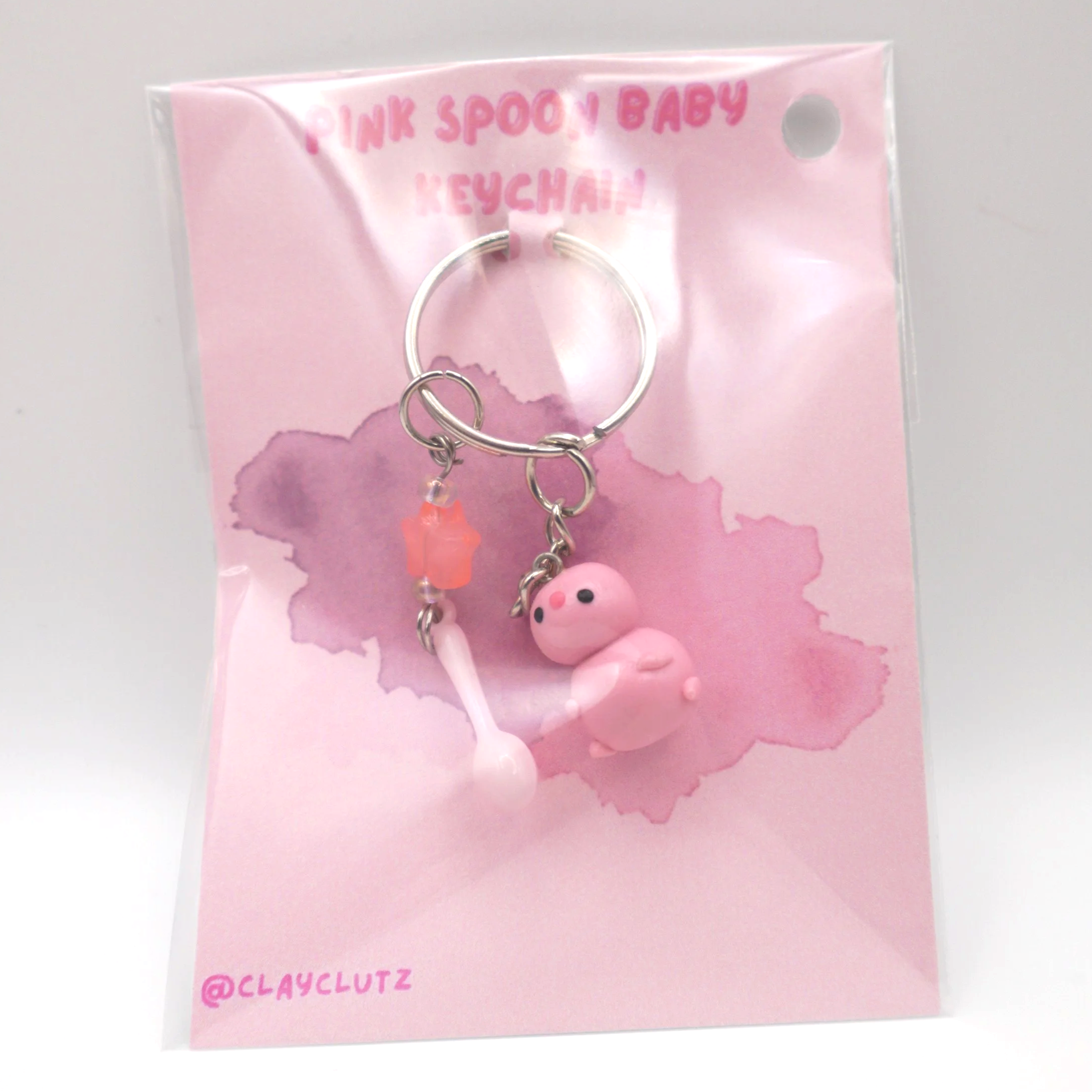 Pink Spoon Baby Keychain