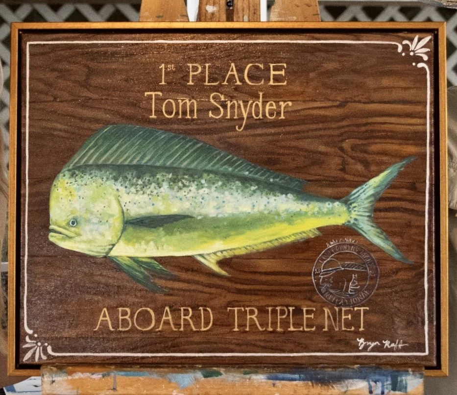 "First Place Award", Lowcountry Mahi Invitational - 16"x20" original framed artwork, acrylic medium, 2025.