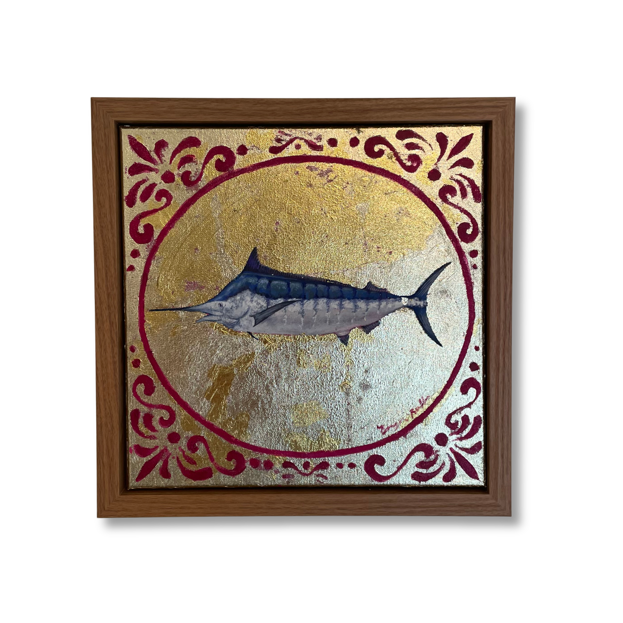"For the Gulls" 2025, gold foil, acrylic on 12"x12" canvas.