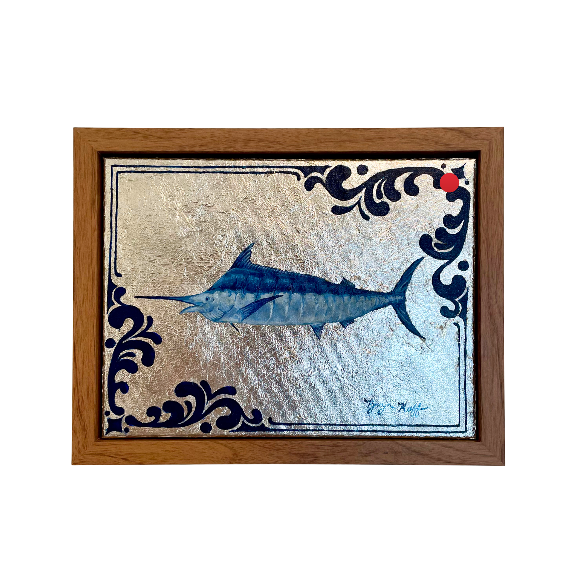 "For the Buoys" 2025, silver foil, acrylic on 8"x10" canvas. Sold
