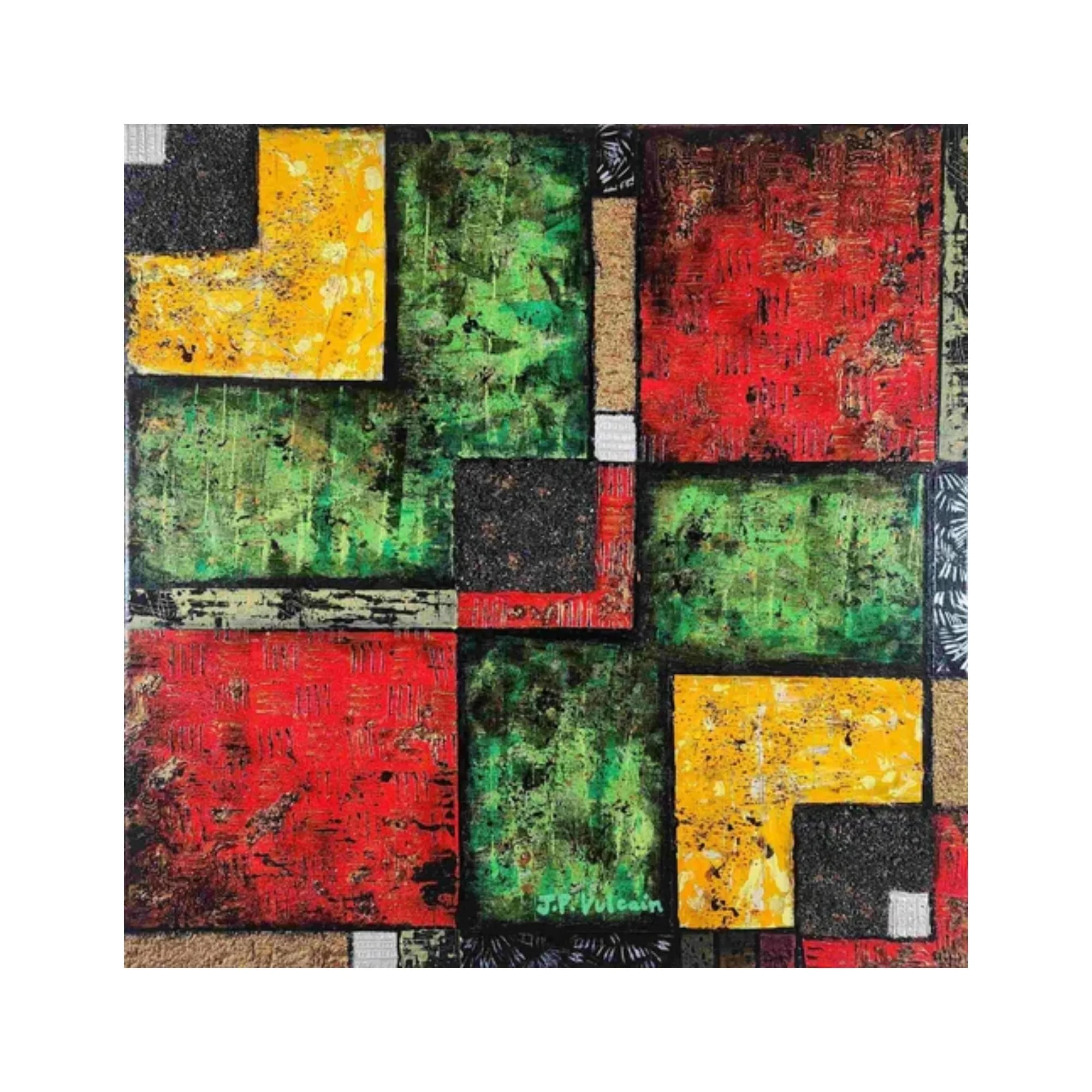 Red Gold and Green | 20×20 in