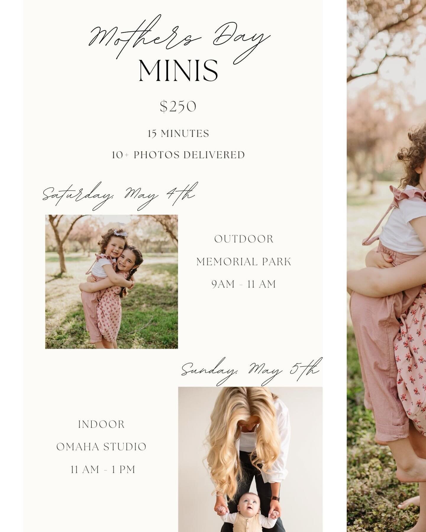 Mother&rsquo;s Day minis are LIVE! Book using the link in my bio ✨

Ps if you don&rsquo;t see a time you&rsquo;d like available, join my waitlist! Depending on the interest I will look at expanding my times!