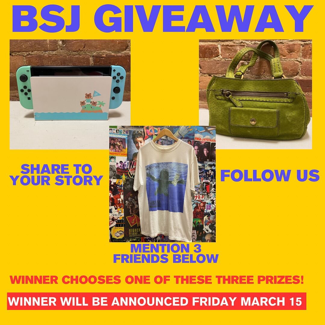 5,000 follower BSJ giveaway!!!!! enter to win one of these three prizes:
.
1. ANIMAL CROSSING EDITION NINTENDO SWITCH 
.
2. LATE 90s/EARLY 2000&rsquo;s NIRVANA TEE 
.
3. AUTHENTIC PRADA BAG 
.
.
winner will choose one of these three prizes. if the wi