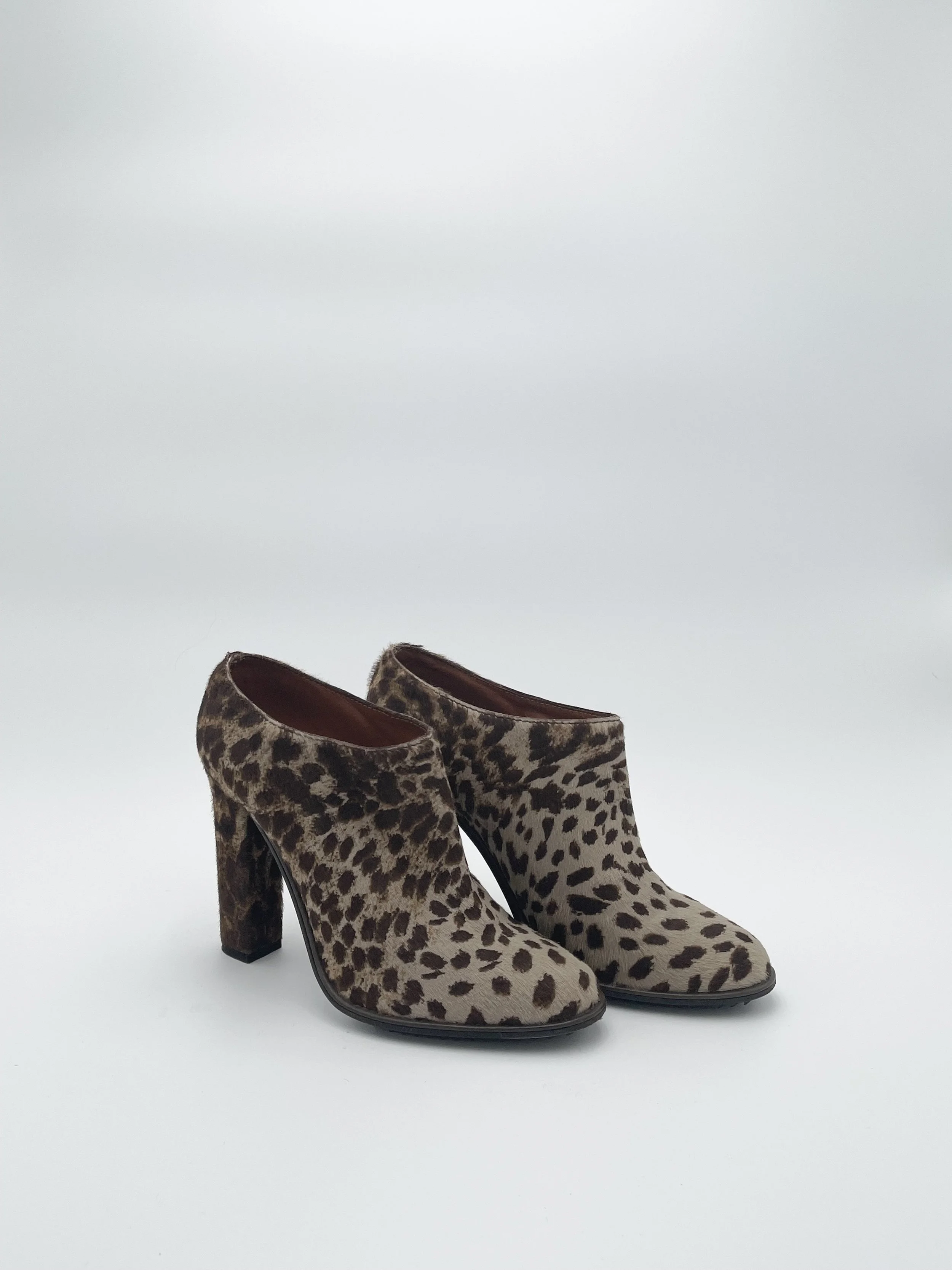 LANVIN HEEL Cheetah-print Calf-hair Booties