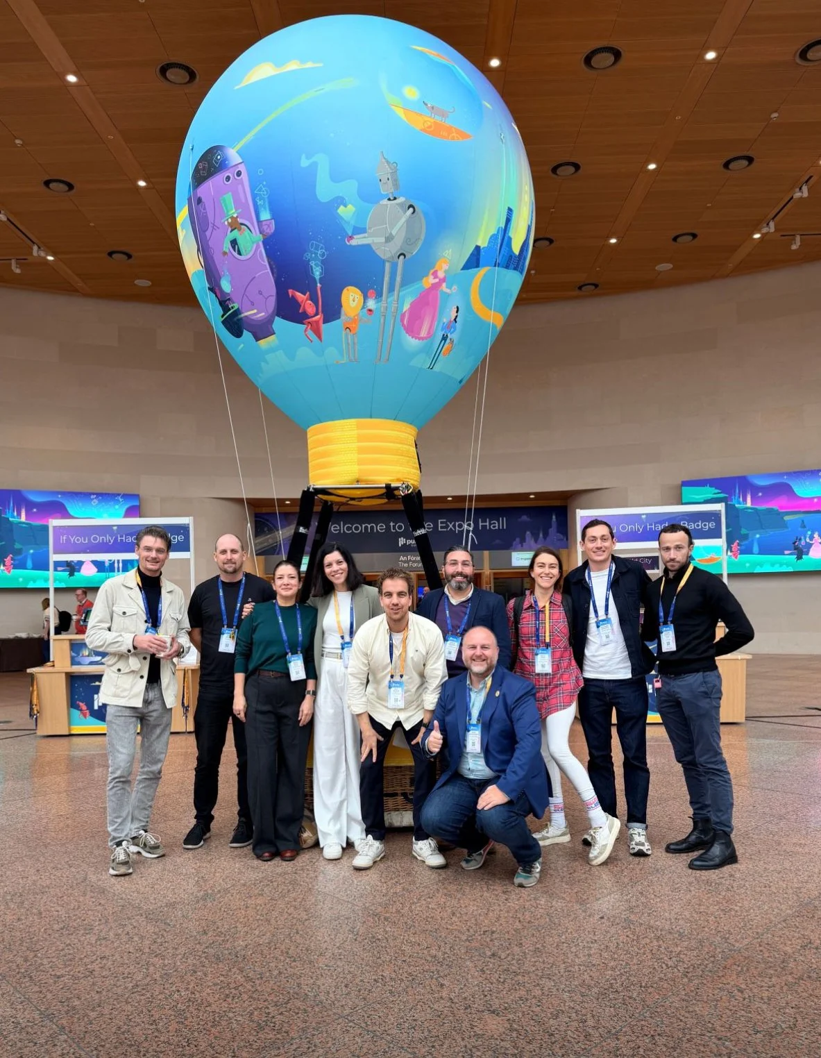 Custom printed helium balloon used at an exhibition and trade show brand activation event