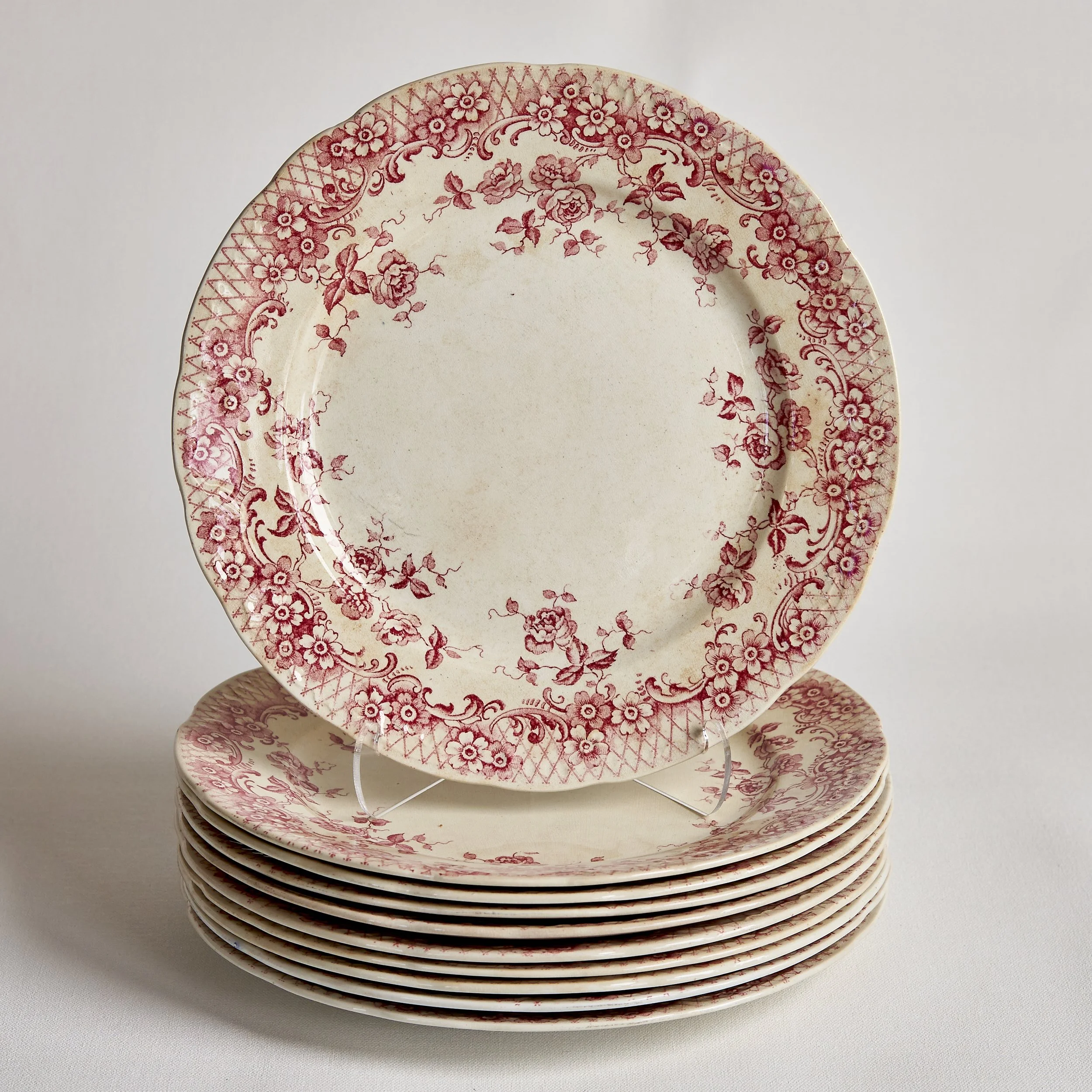 19th c. English Transferware Dinner Plates, Set of 10