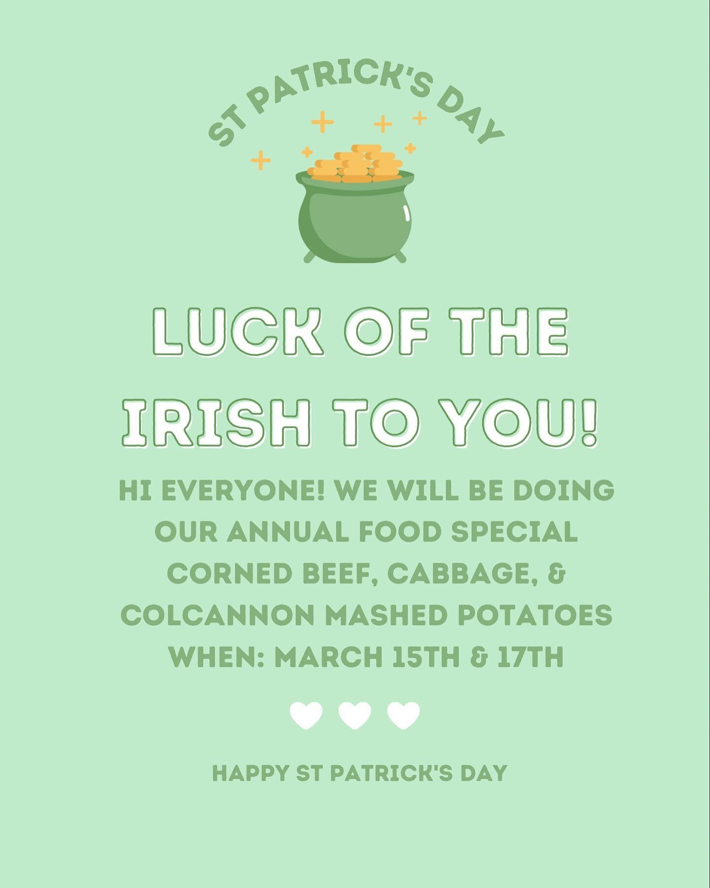 Food special Friday AND Sunday! 🍀🍻