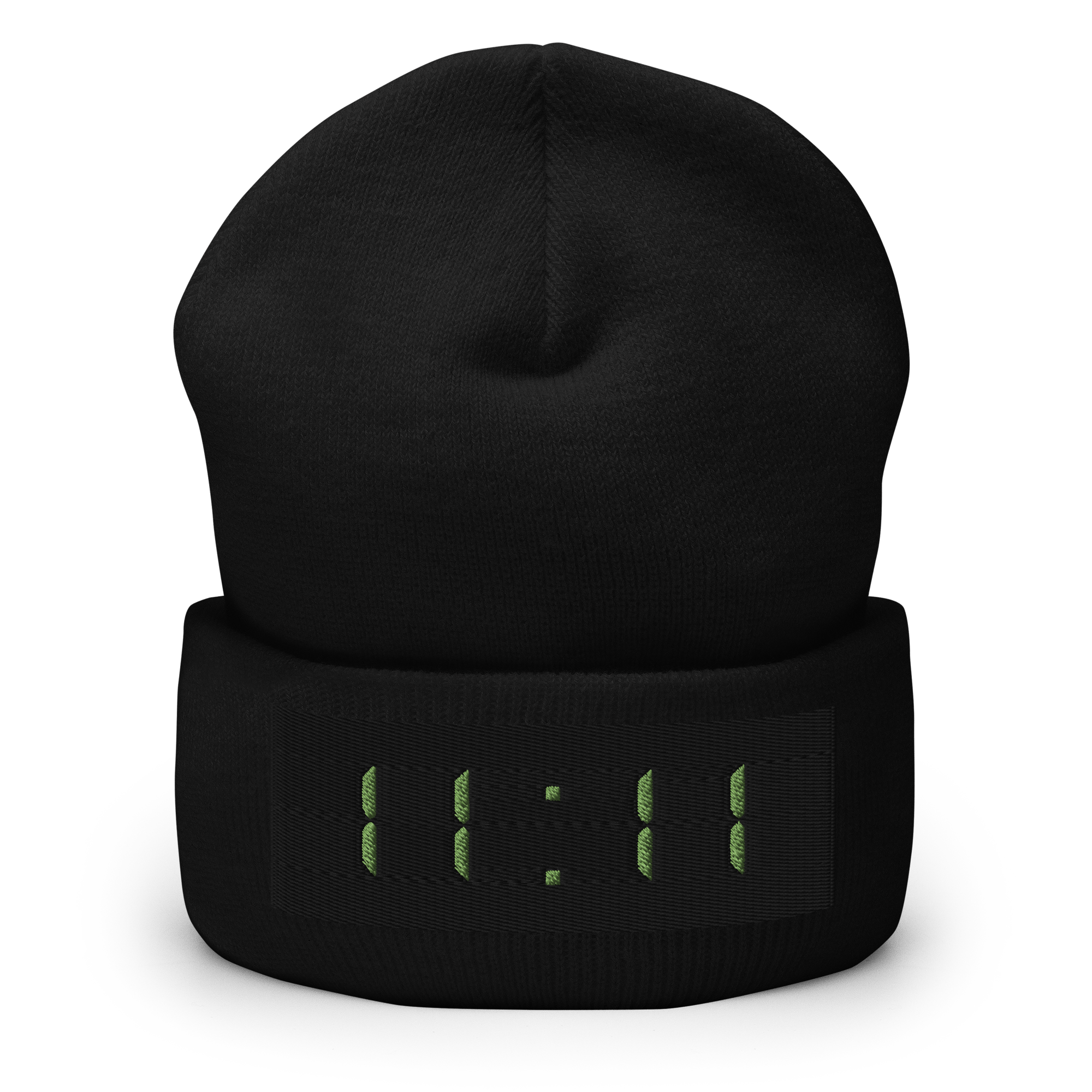 Black cuffed beanie, 11:11 angel number on front