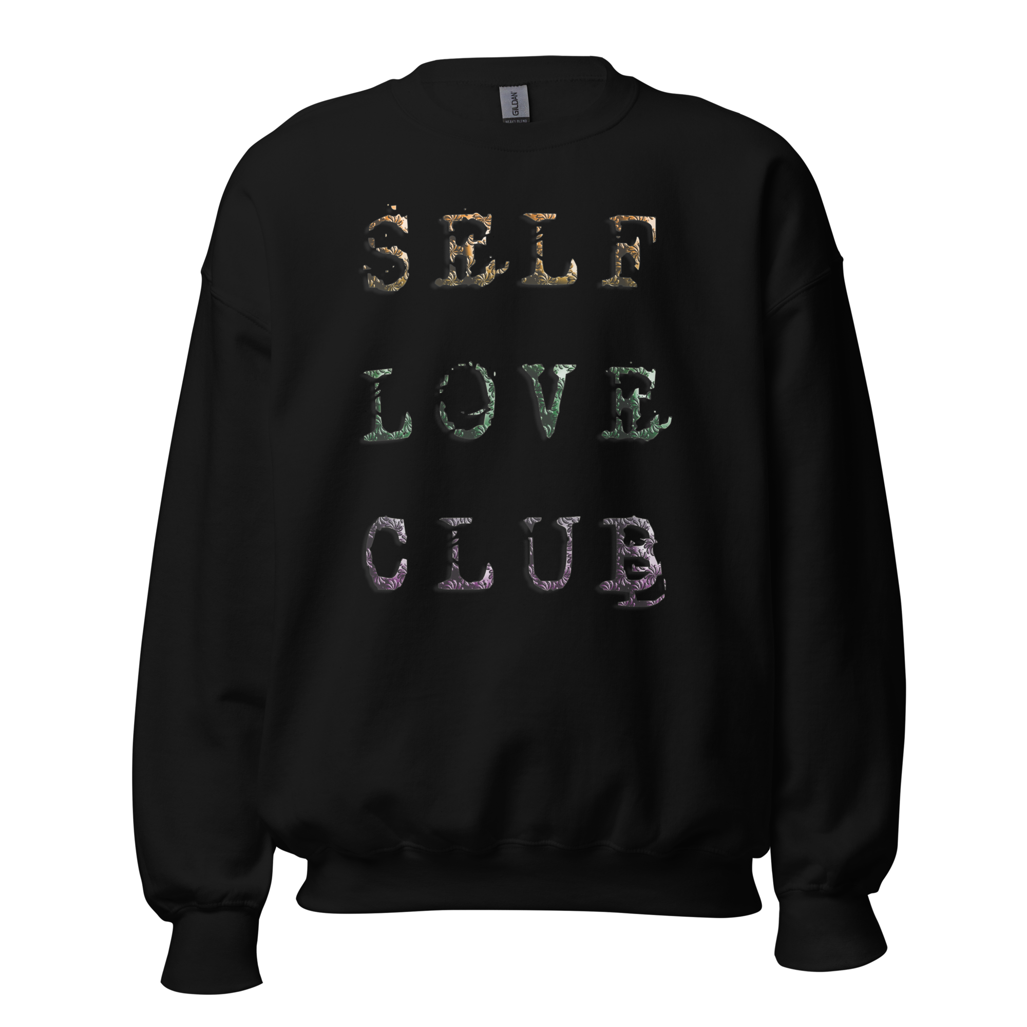 Self Love Club Sweatshirt featuring an inspirational front design on a cozy classic-fit cotton blend pullover for mindful everyday wear.