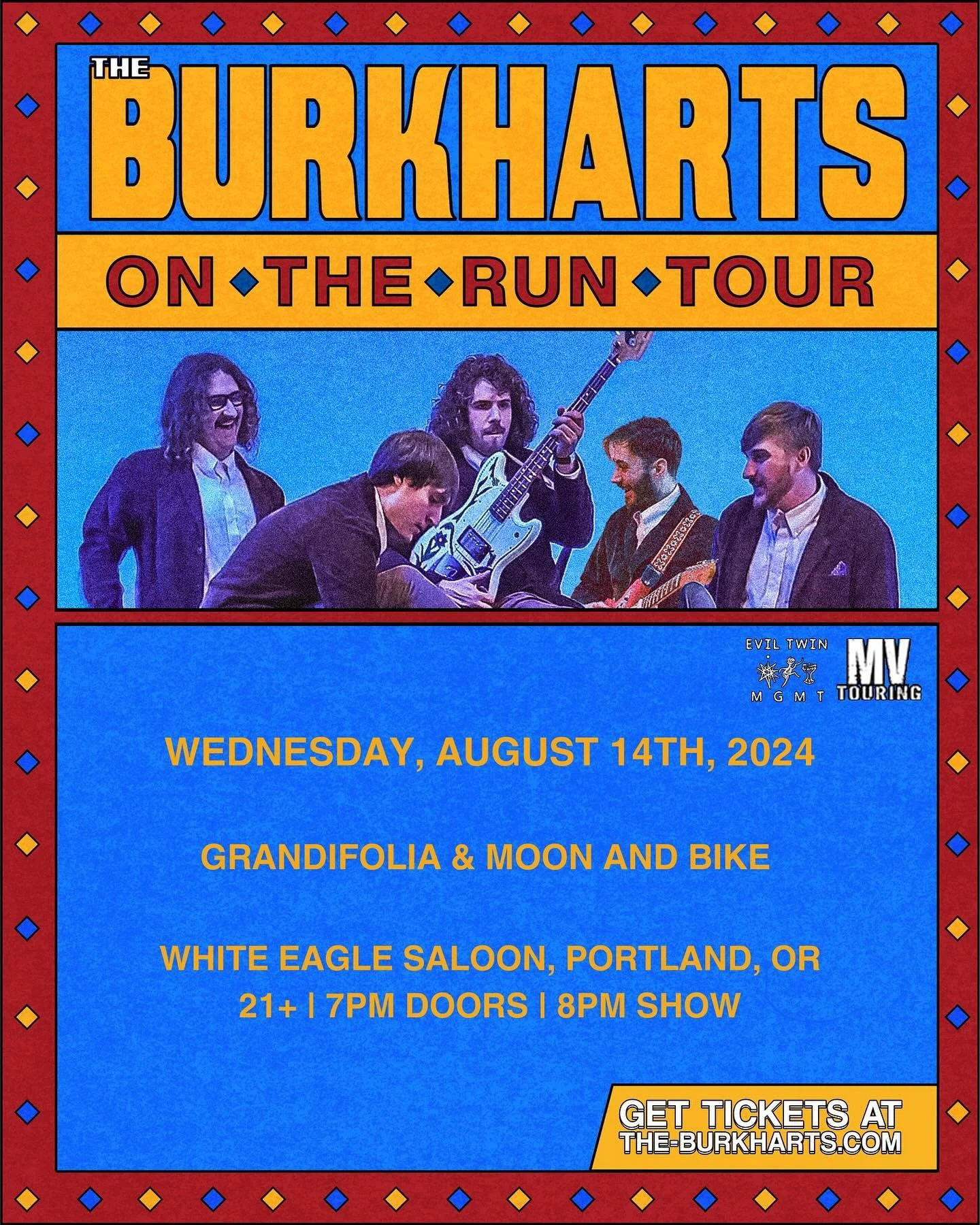 Come help us support The Burkharts this Wednesday night at McMenamins White Eagle! They are a very talented and fun 60s indie pop group from NY and we are excited to join the stage with them along with Moon and Bike!

#PortlandMusic #LocalMusic #Alte