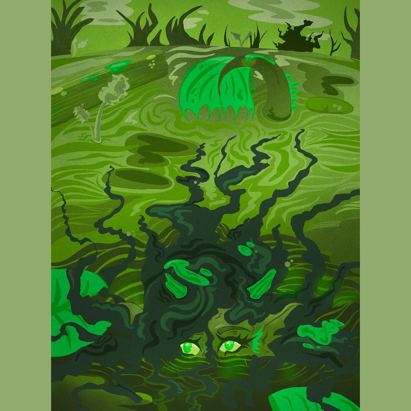 It&rsquo;s all about color! Greens my favorite 😍 

.
.
.
#drawing #draw #traditionalart #artistsofinstagram #art #oc #digitalart #green #siren #swamp