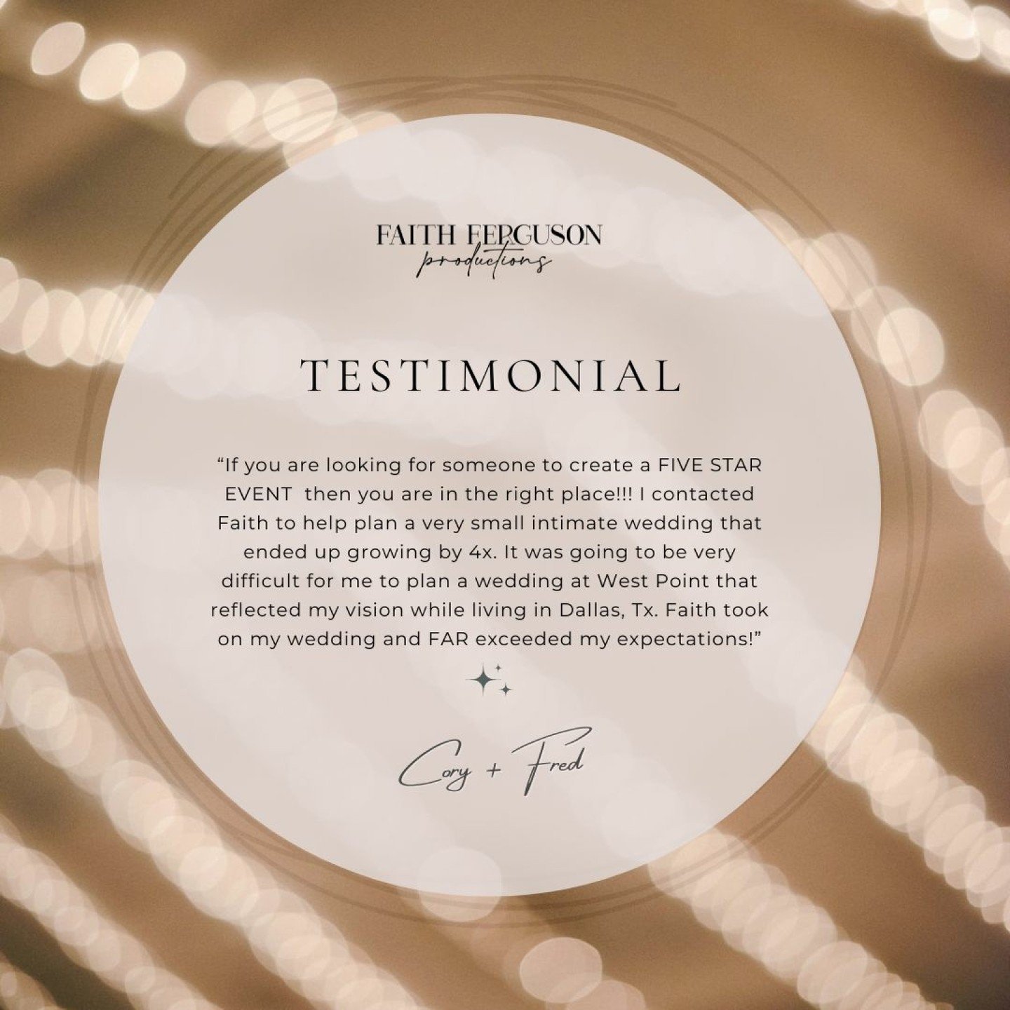 Testimonial Tuesday! A huge thank you goes out to our incredible clients for their invaluable support, driving FFP forward!✨
*
*
*
*
*
#faithfergusonproductions #hudsonvalley #hudsonvalleyweddingplanner #weddingplanner #nyweddingplanner #2025brides #