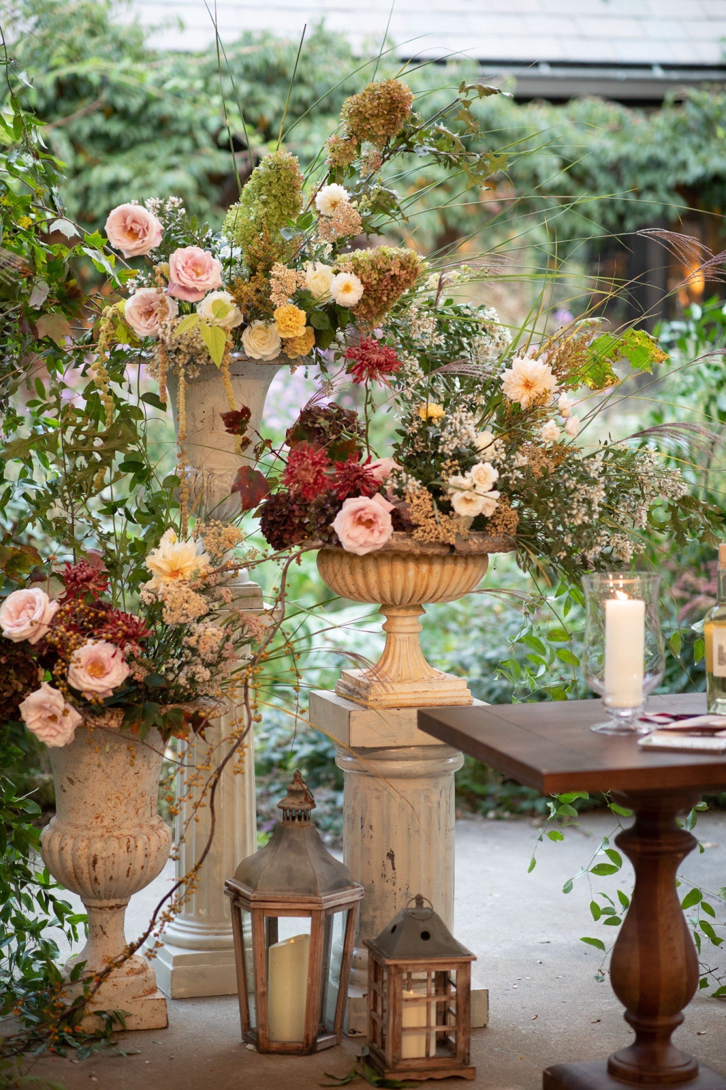 This bride chose a garden inspired look for her altar. How stunning is this set up?!