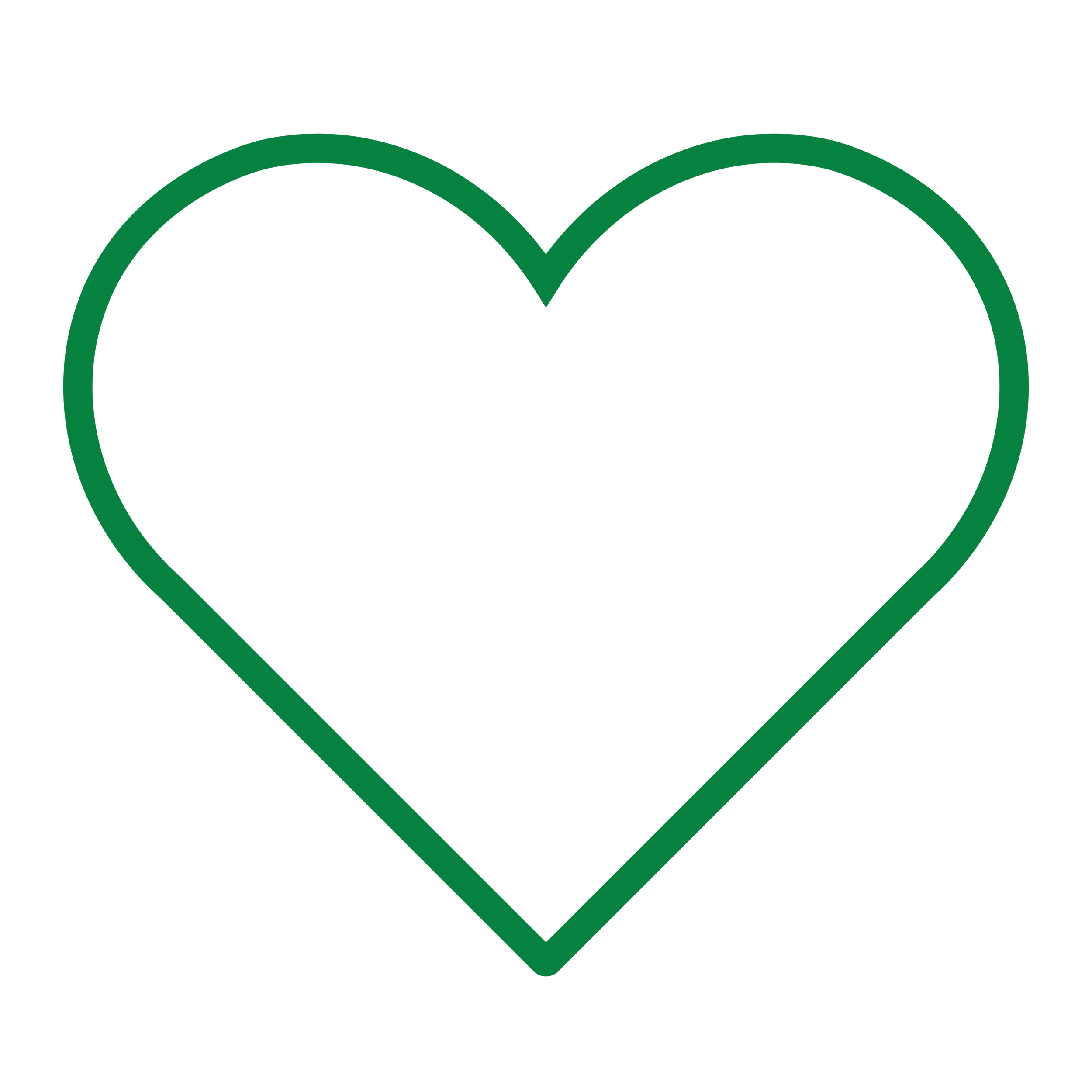 Black heart outline with green border on a transparent background.