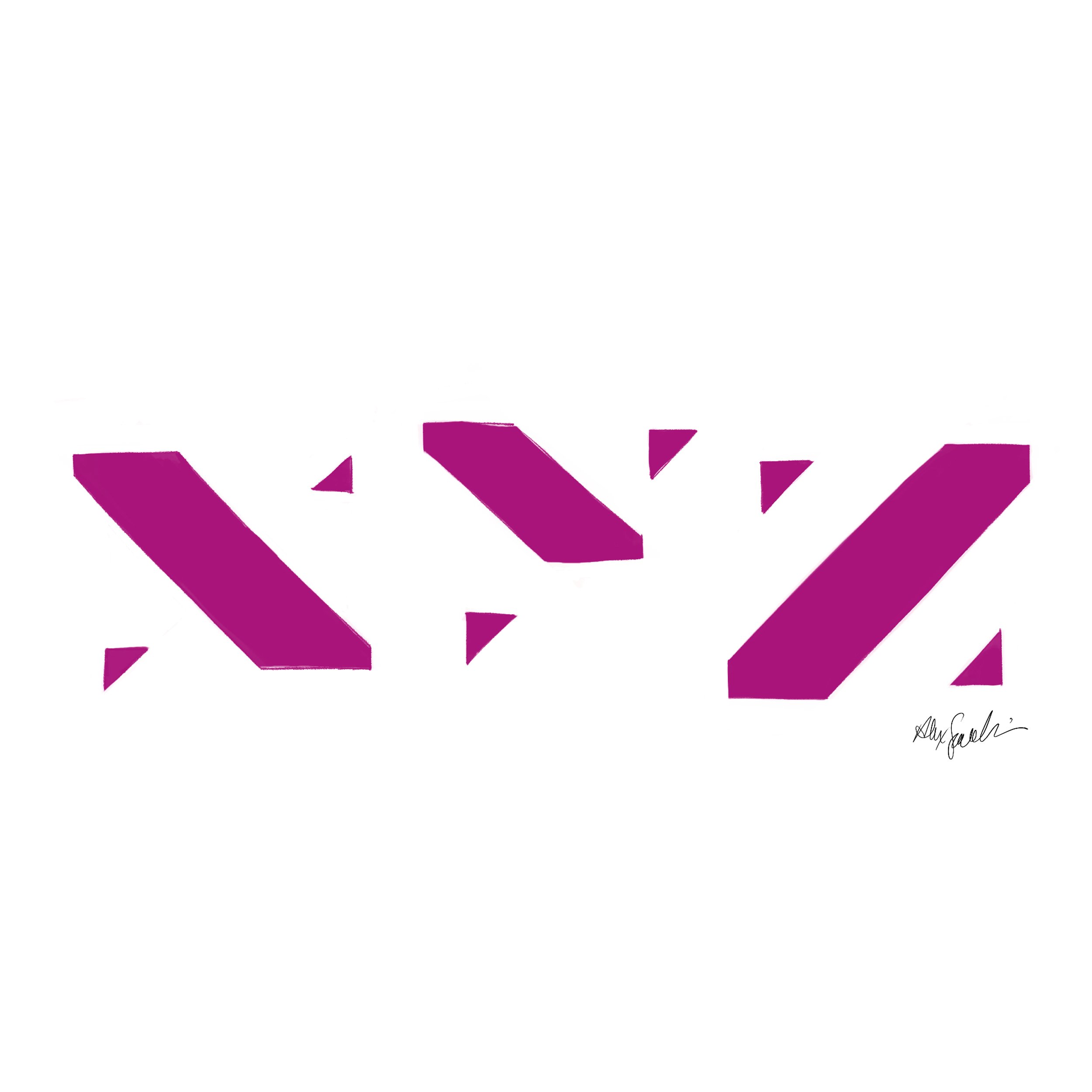 green typeface x y z sketch