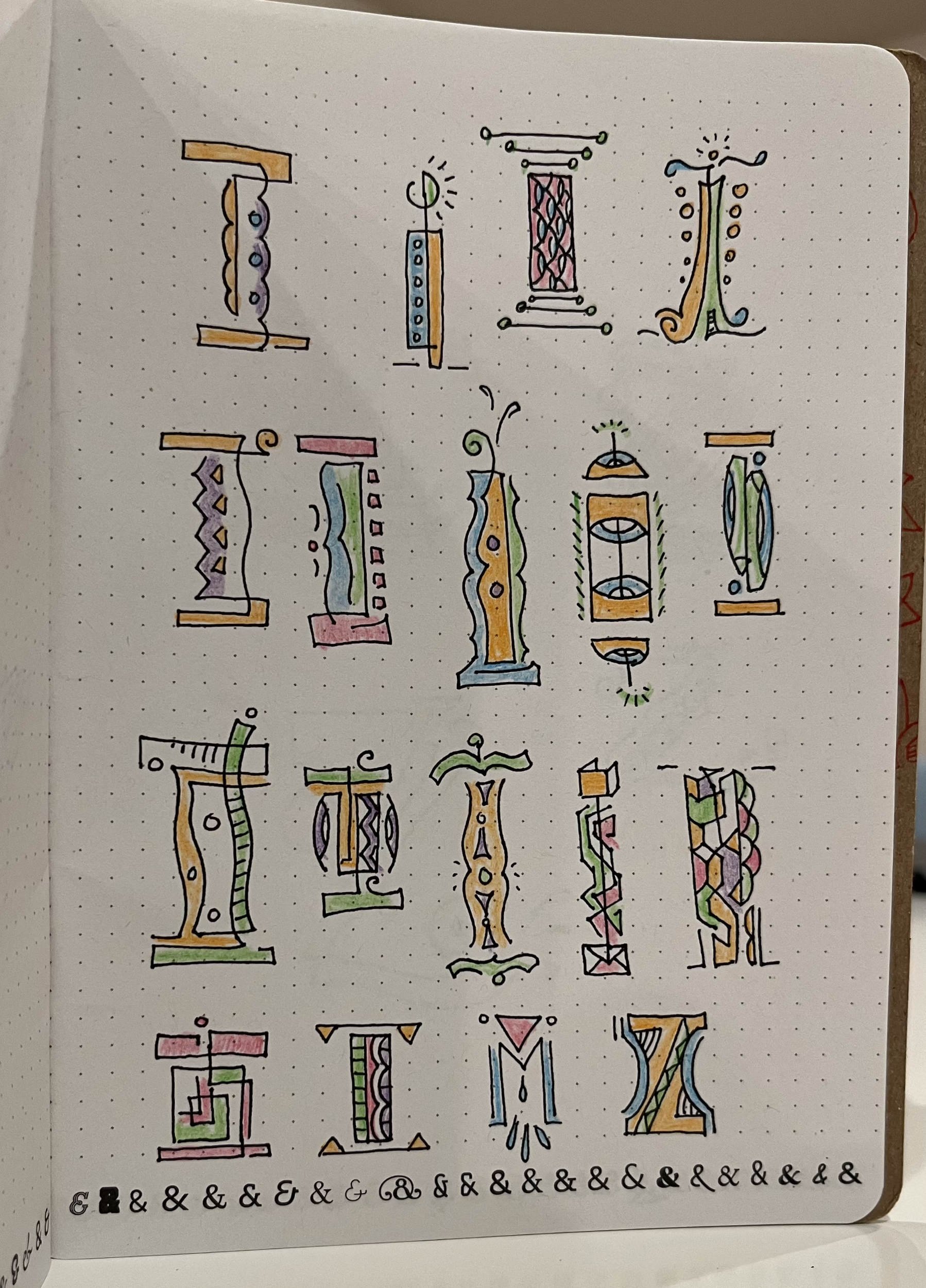 Interpretations of the letter I in a variety of colors