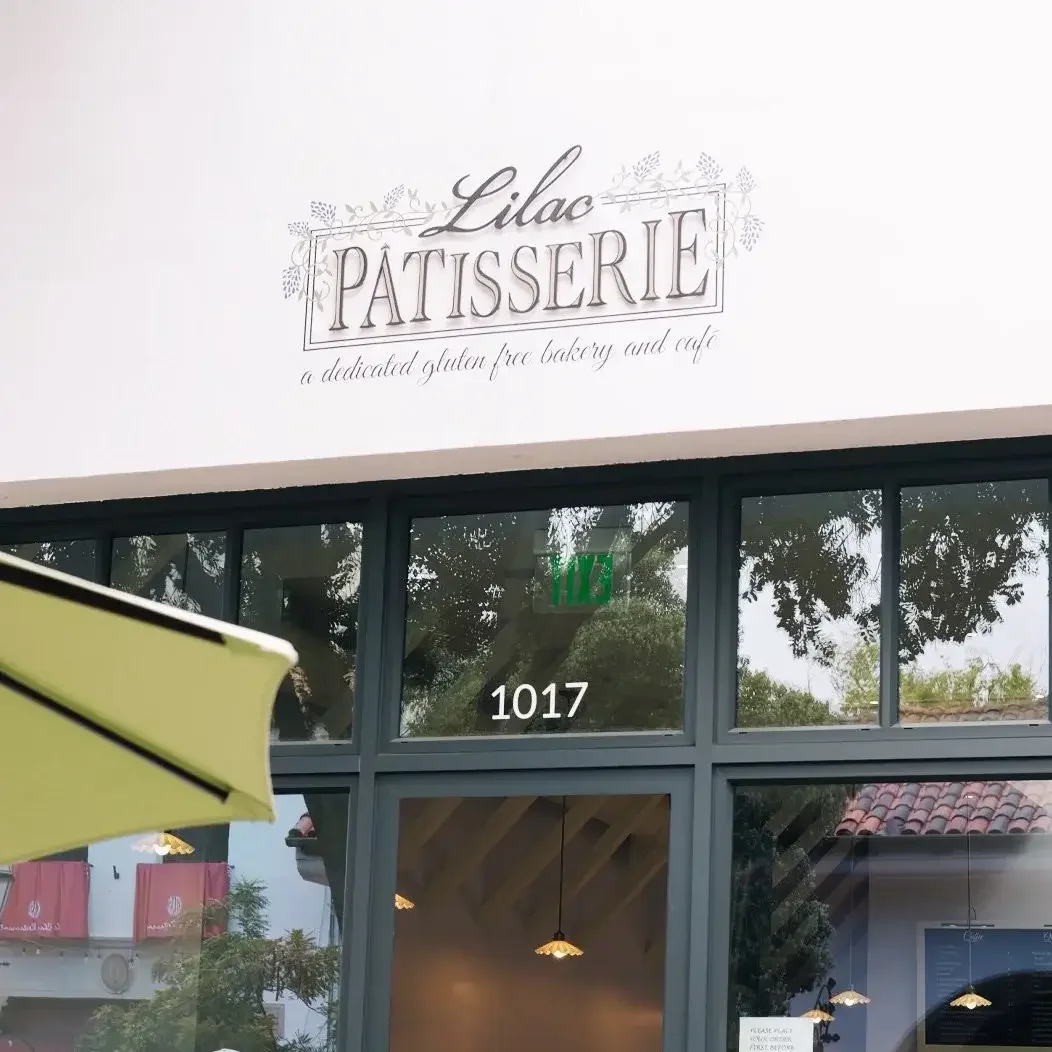 The storefront of Lilac Pâtisserie at 1017 State Street, the downtown Santa Barbara pickup location for gluten-free bakery pre-orders and custom desserts.