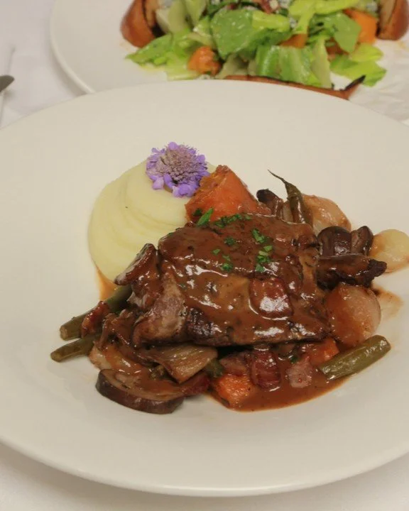 Did someone say coq au vin? Yes! This classic French dish is now available on our dinner menu.