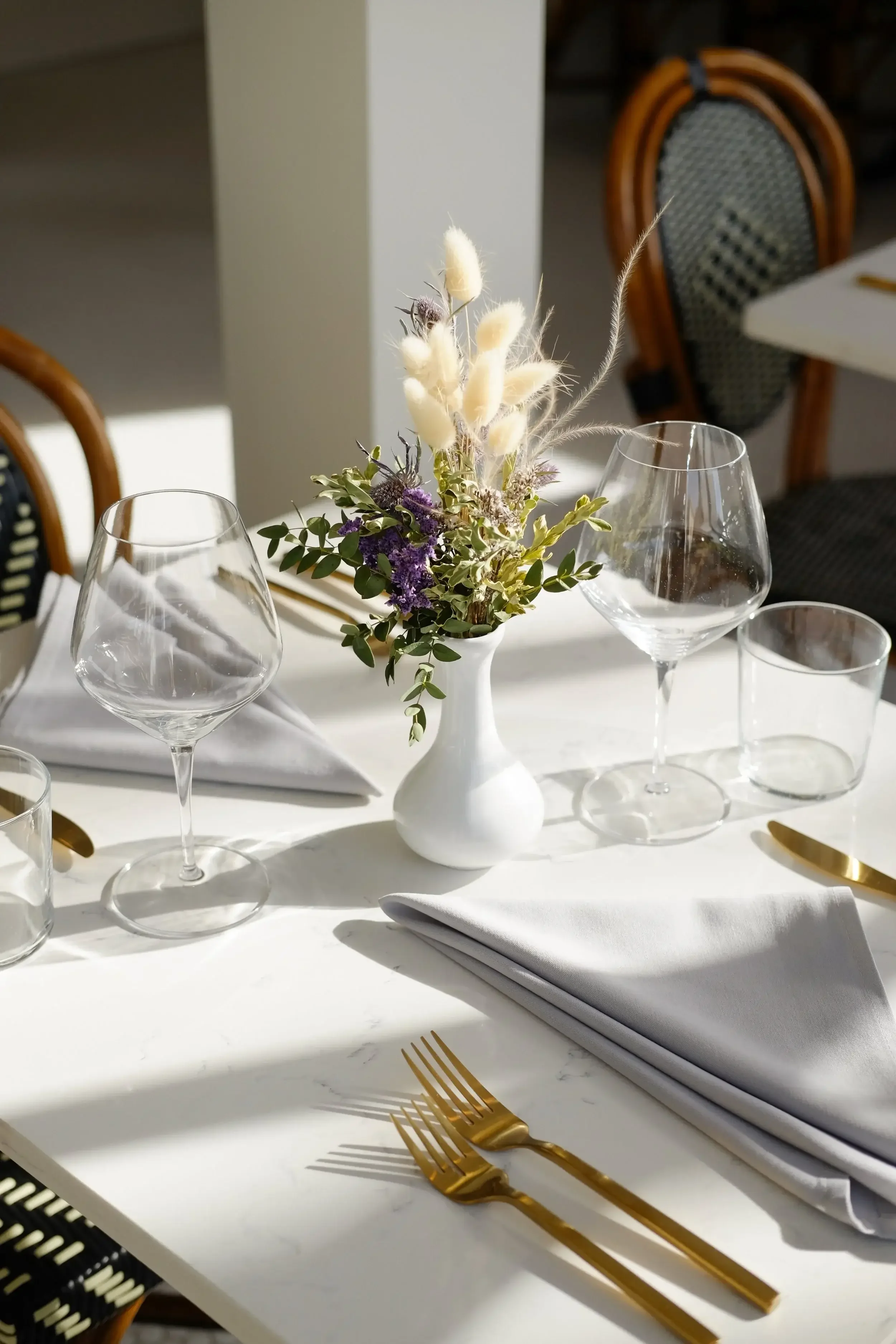 Elegant event table with floral arrangement at Lilac Montecito, a private event venue offering seamless coordination.