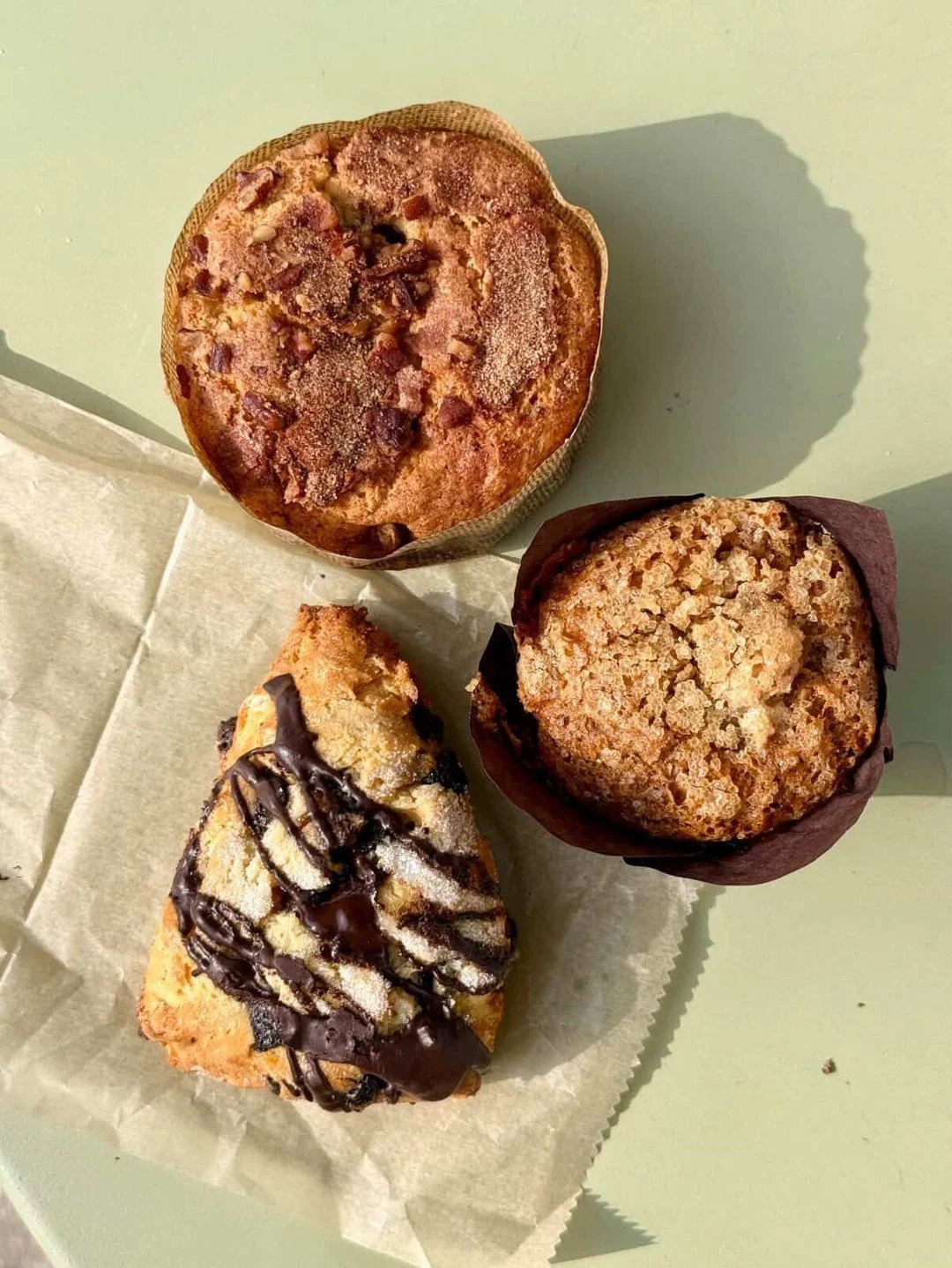 Chocolate scone and coffee cake