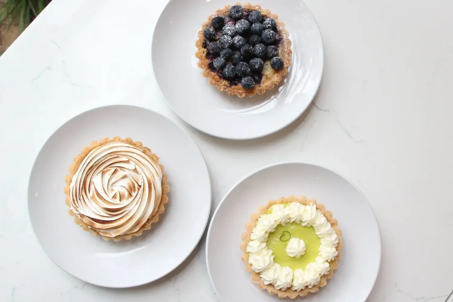 Assorted dessert tarts from Lilac Montecito, representing the beautifully presented treats guests can enjoy with a restaurant gift card.