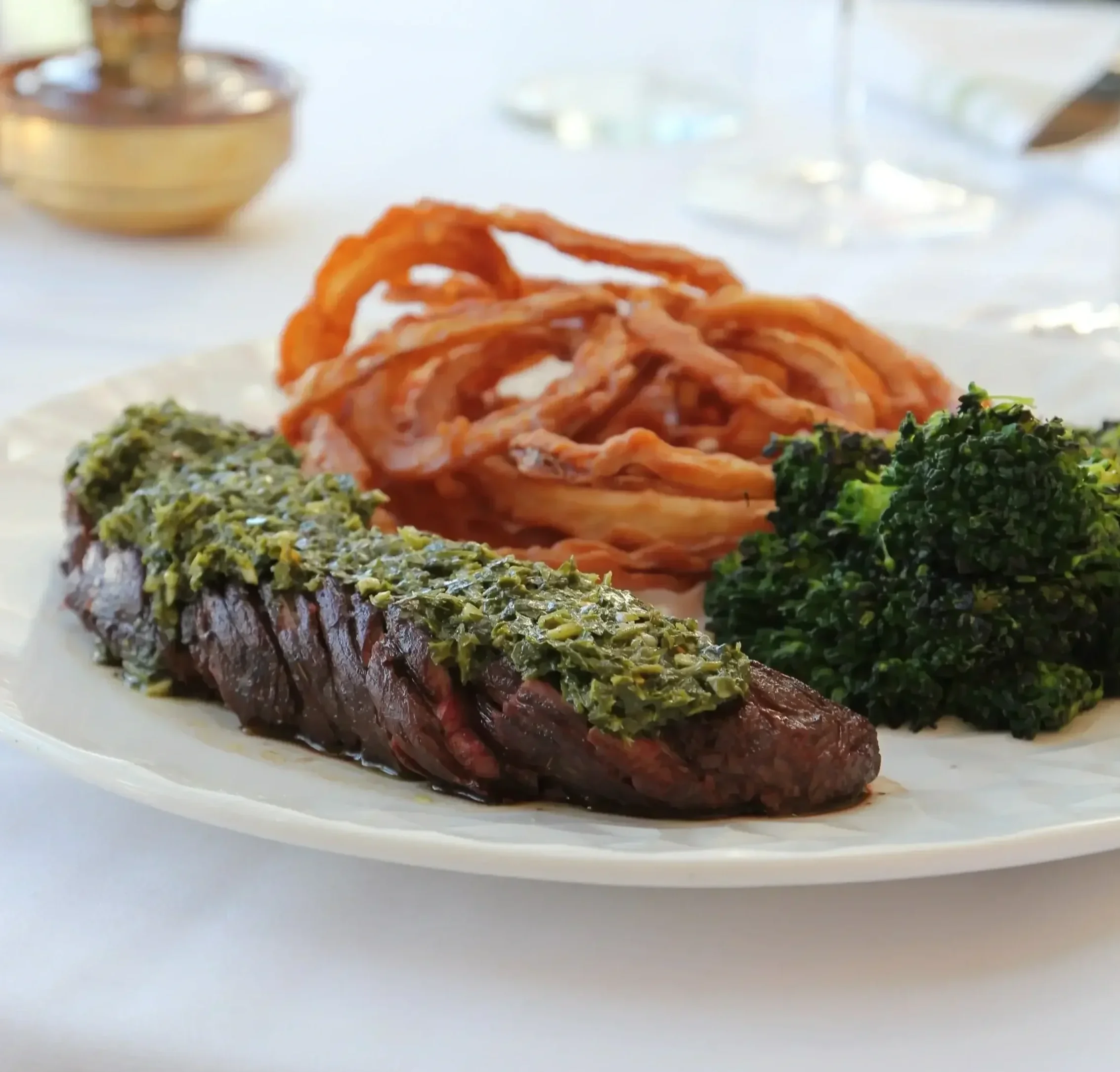 Hanger steak with vegetables at Lilac Montecito