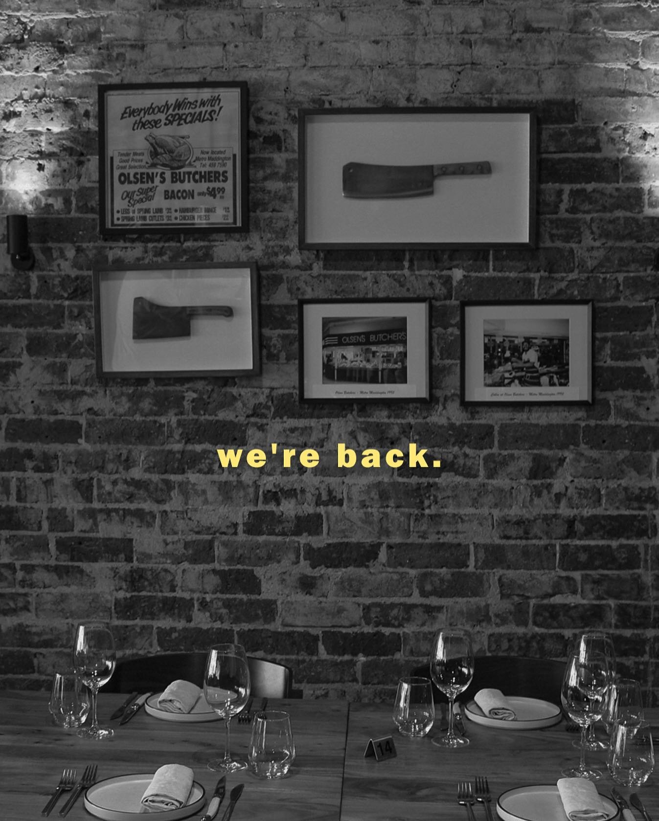 WE&rsquo;RE BACK.
 
we&rsquo;ll be back serving you from 3pm! 

drop in and say hi - stay for a minute, stay for a while..