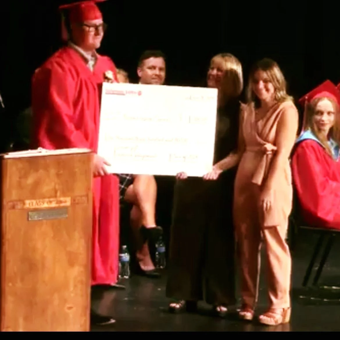 SLCS Class of 2024 presented AIM with a check for $1,300 to support our inclusive playground! Thank you, Graduates- and congratulations!!