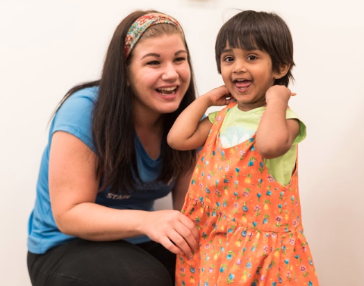 Preschool teacher and kid