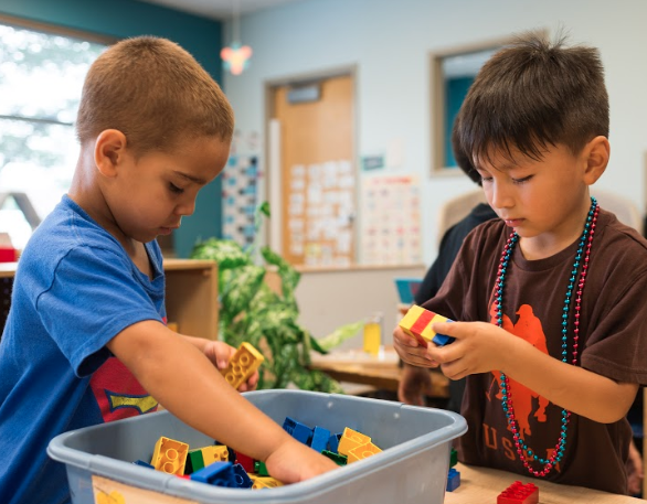 Preschool boys sensory bin