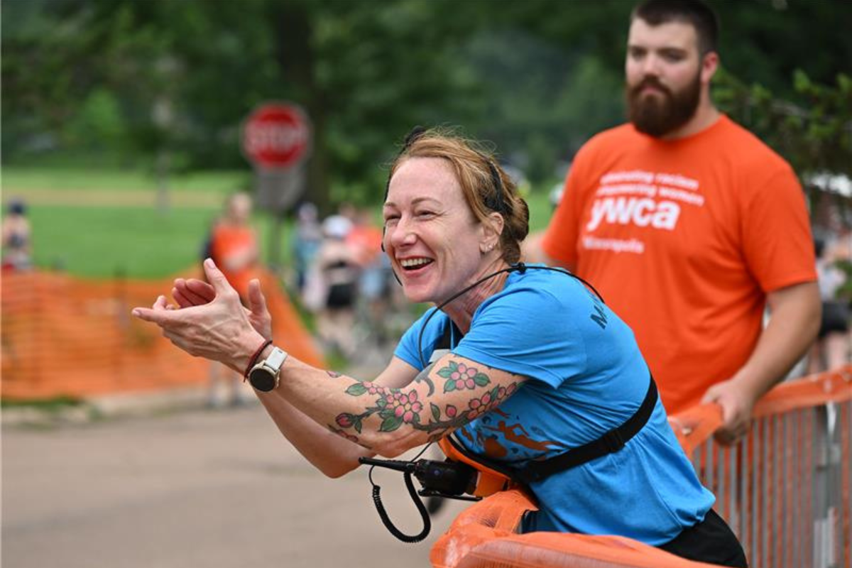 Race captain cheering
