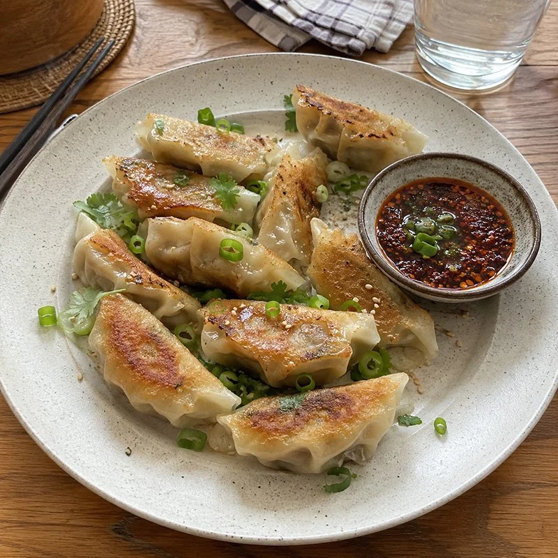 Healthy Pot Stickers with Chili Crisp