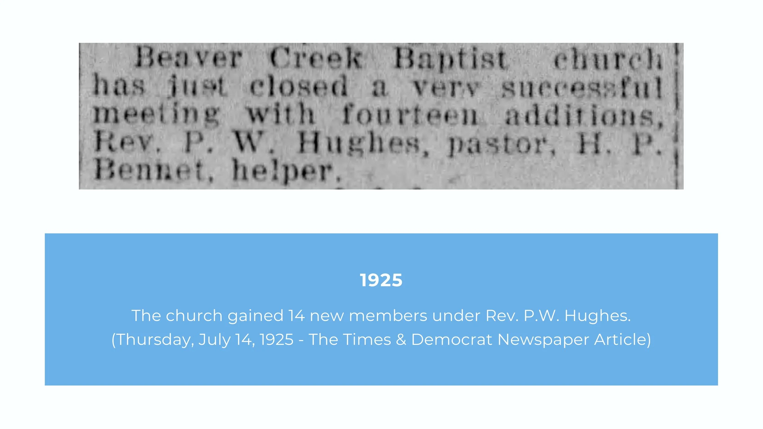 Beaver Creek Baptist Church History Presentation | May 2023
