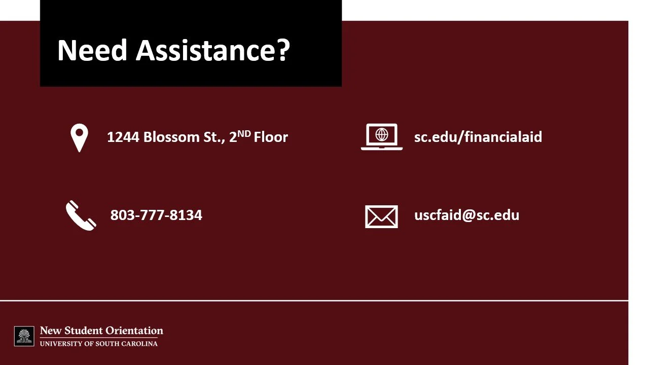 University of South Carolina Office of Student Financial Aid and Scholarships Slideshow | 2025