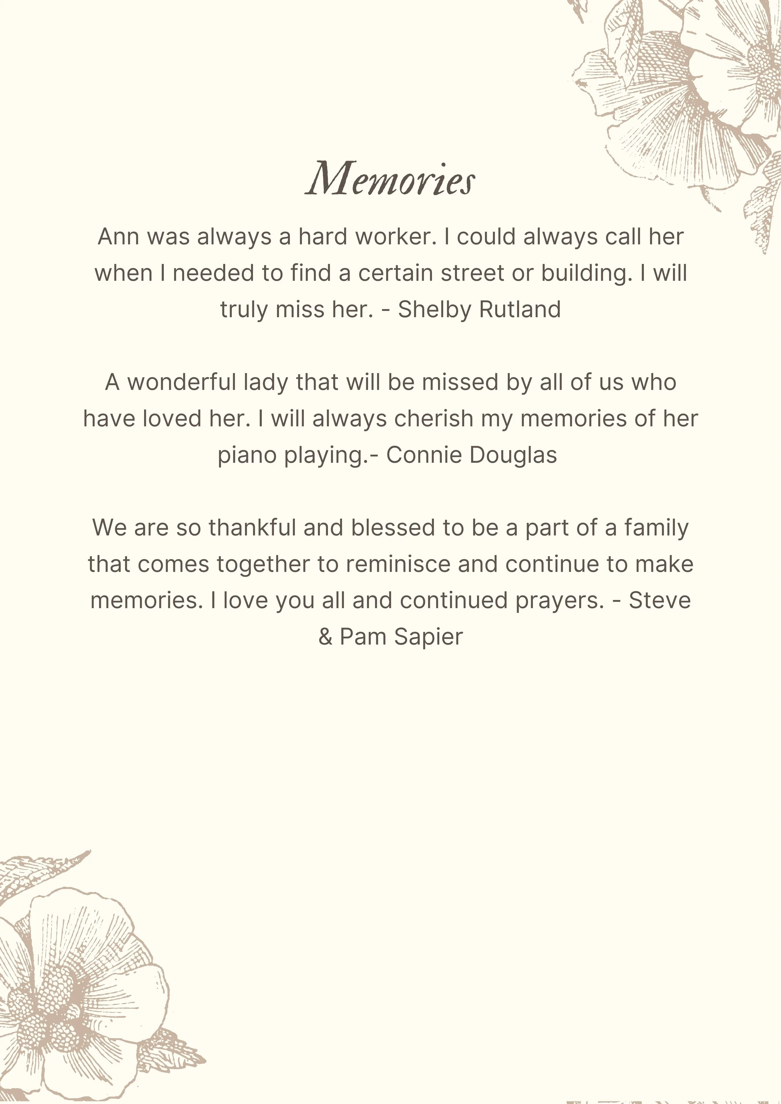 Annie Mae Funeral Program | March 2021
