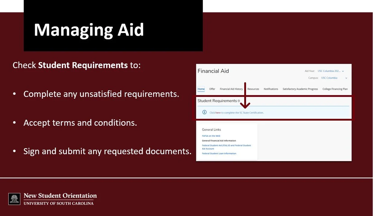 University of South Carolina Office of Student Financial Aid and Scholarships Slideshow | 2025