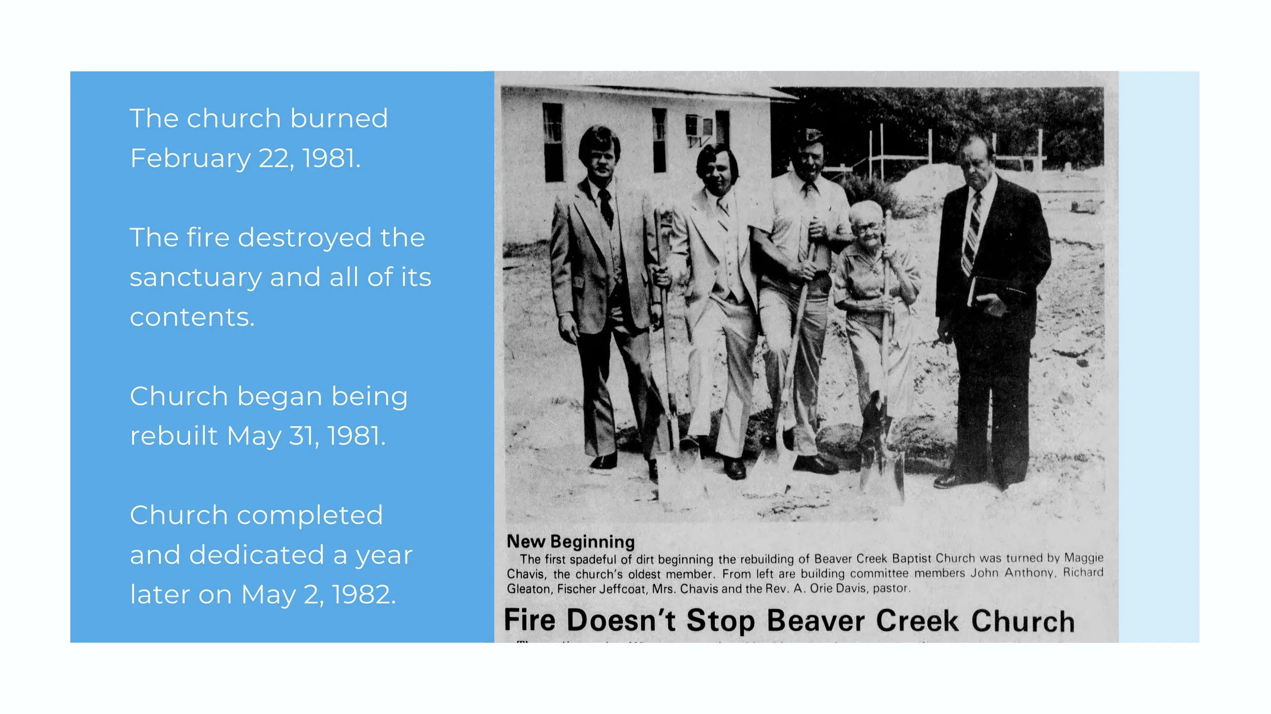 Beaver Creek Baptist Church History Presentation | May 2023