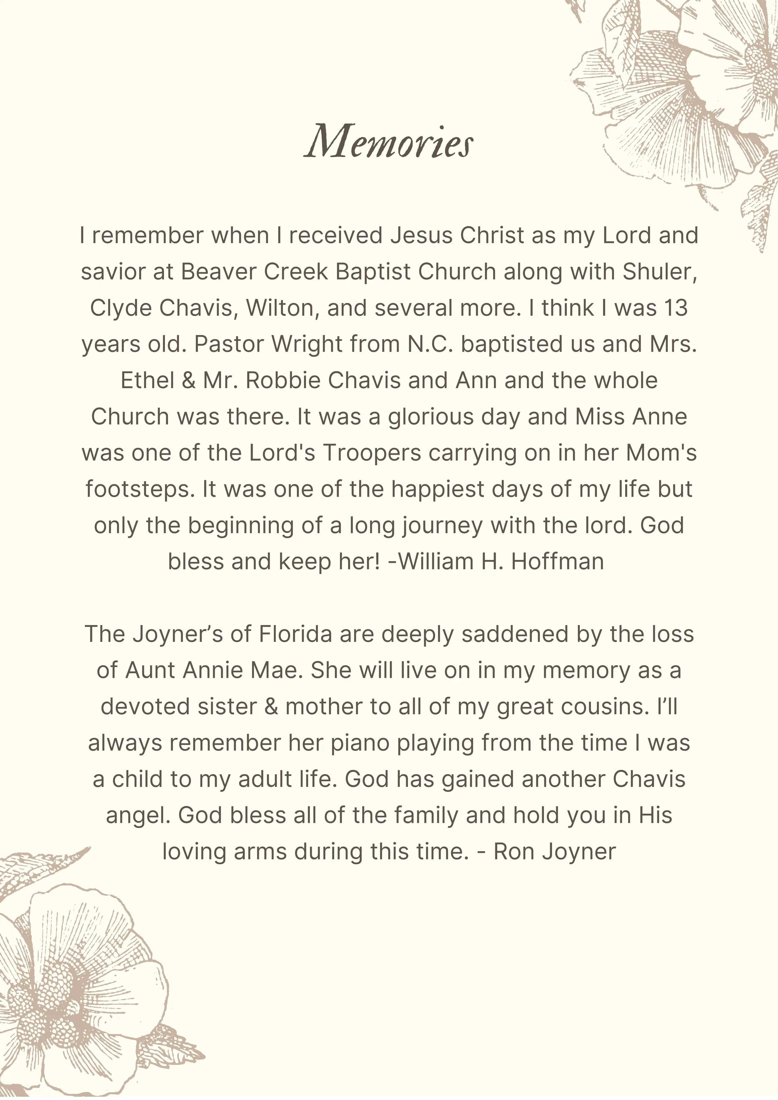 Annie Mae Funeral Program | March 2021