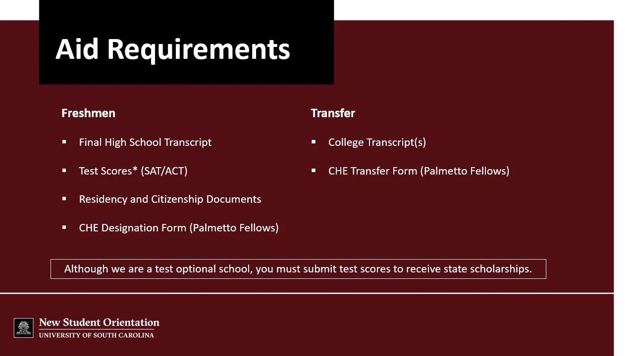 University of South Carolina Office of Student Financial Aid and Scholarships Slideshow | 2025