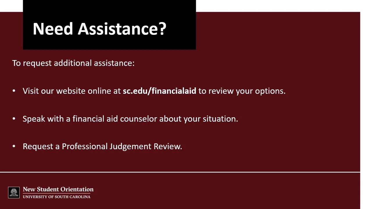 University of South Carolina Office of Student Financial Aid and Scholarships Slideshow | 2025