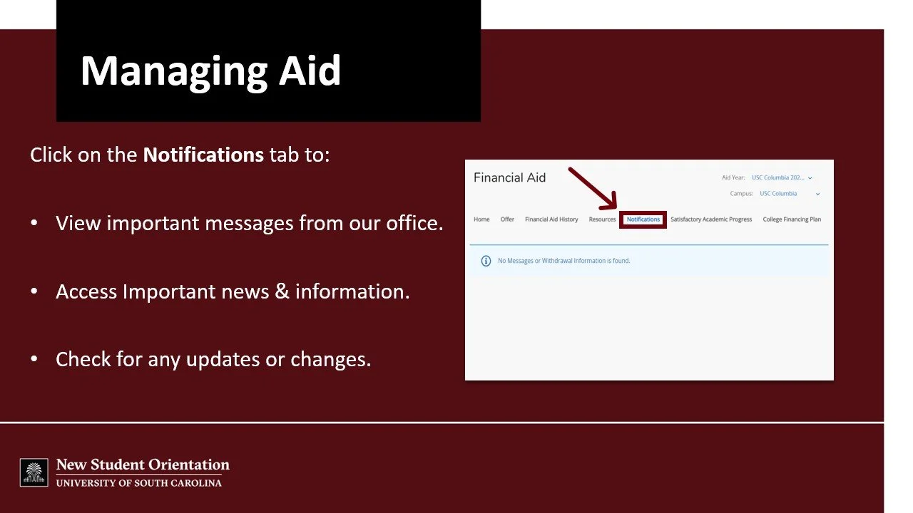 University of South Carolina Office of Student Financial Aid and Scholarships Slideshow | 2025