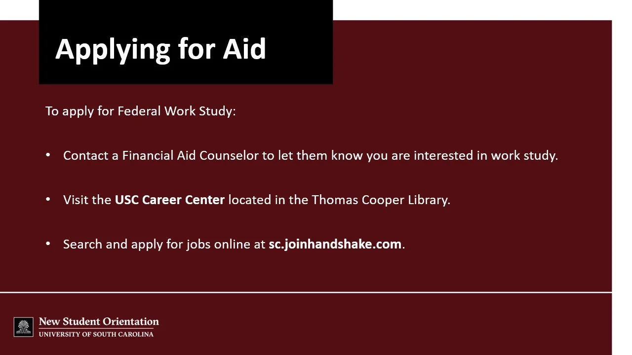 University of South Carolina Office of Student Financial Aid and Scholarships Slideshow | 2025