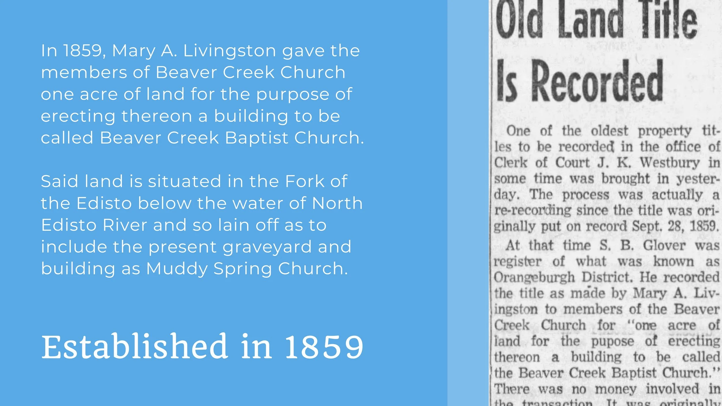 Beaver Creek Baptist Church History Presentation | May 2023