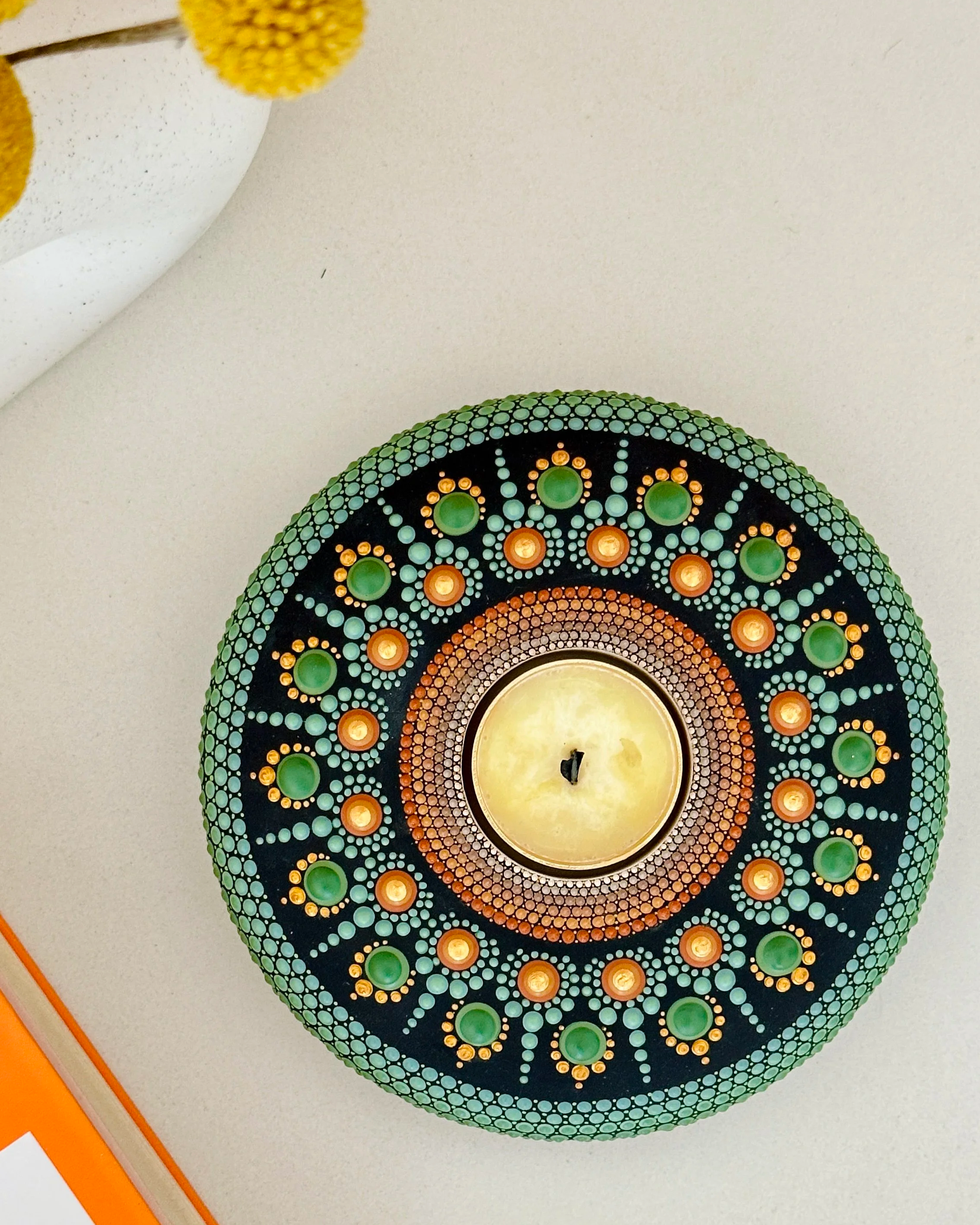 Beautiful dot art tea light holder
