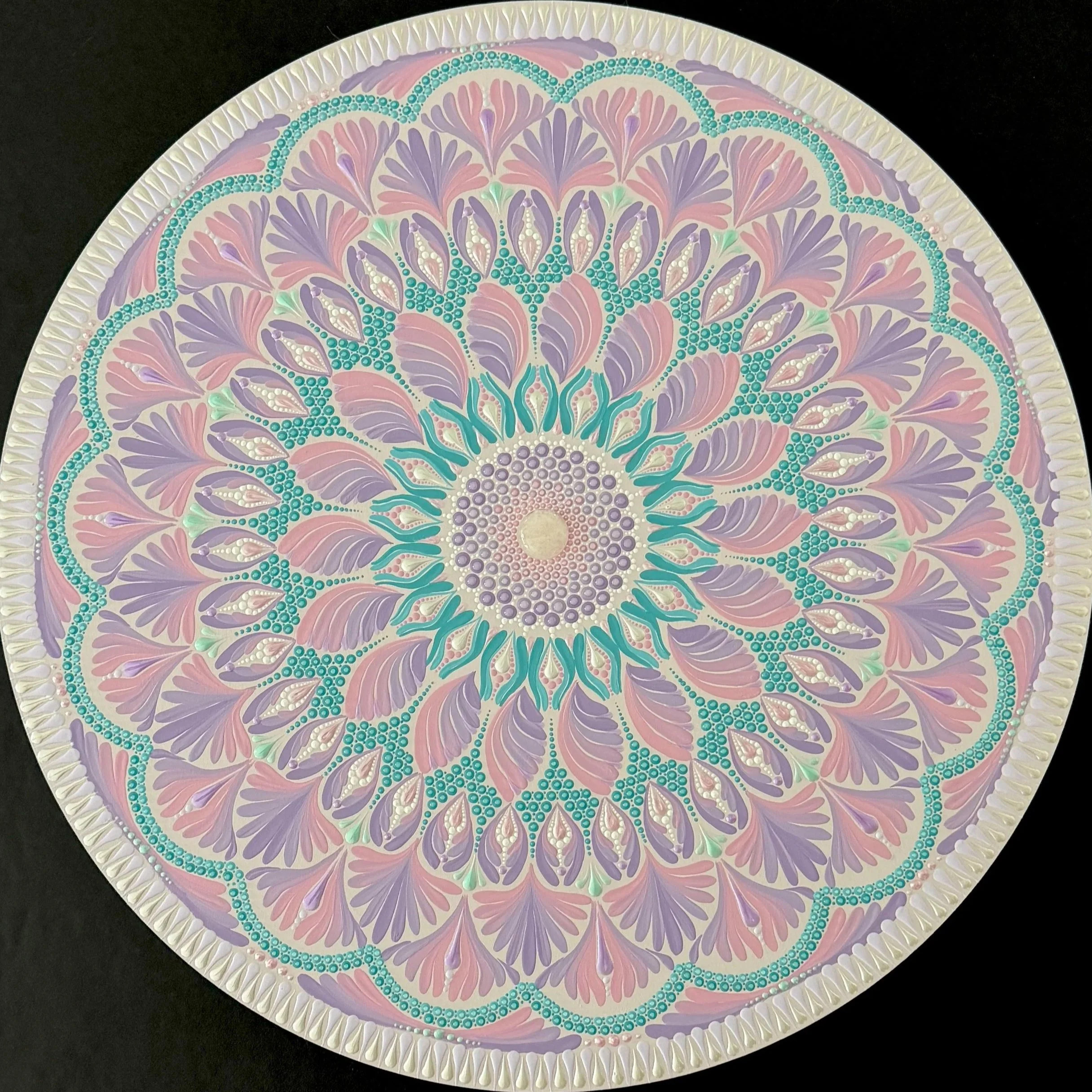 Free flow brushstroke mandala in pinks and purples