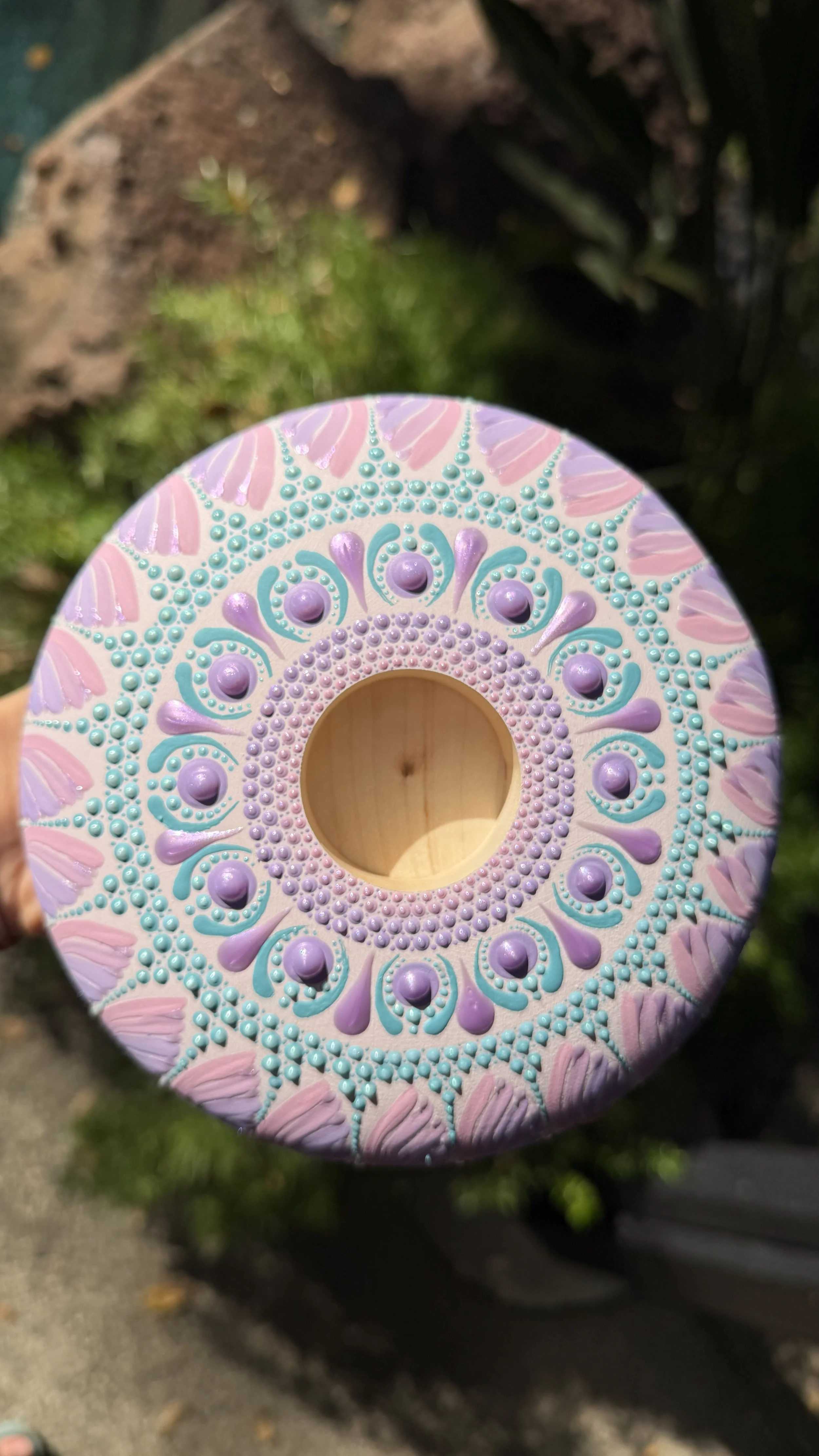 Brushstroke detail on a large mandala