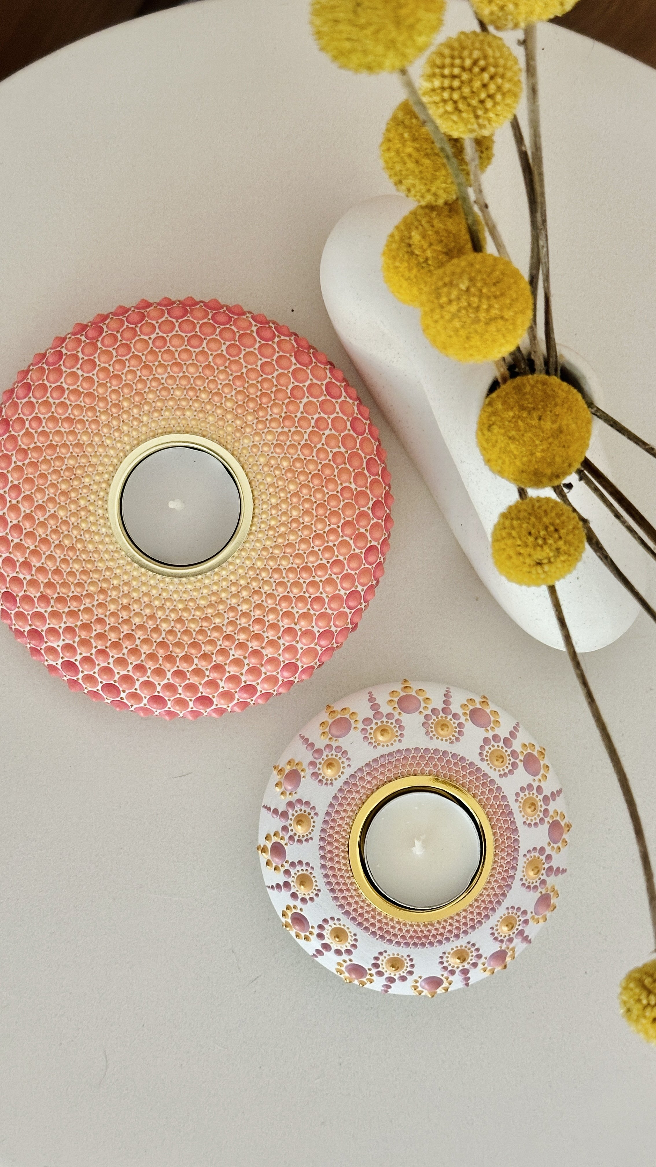 Tea light holder in progress